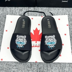 Dép Nam Nữ KENZO thời trang Quai Da Ngang Thêu LOGO Hổ cực chất,DÉP da nam đế chống trơn trượt. Full Box