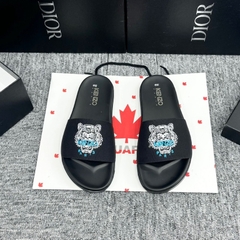 Dép Nam Nữ KENZO thời trang Quai Da Ngang Thêu LOGO Hổ cực chất,DÉP da nam đế chống trơn trượt. Full Box