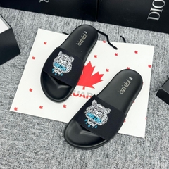 Dép Nam Nữ KENZO thời trang Quai Da Ngang Thêu LOGO Hổ cực chất,DÉP da nam đế chống trơn trượt. Full Box