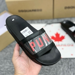 Dép Nam Nữ Quai Ngang Unisex DSQ  Icon Dán In Chữ Logo bản mới nhất 2024