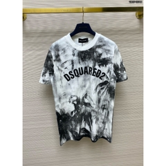 Áo Thun Nam Nữ cổ tròn DSQ2 cotton gai in chữ logo ngực bo ống dày dặn dáng đơn giản basic 2024