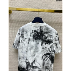 Áo Thun Nam Nữ cổ tròn DSQ2 cotton gai in chữ logo ngực bo ống dày dặn dáng đơn giản basic 2024