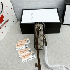 Túi xách DA nữ đeo chéo Túi đeo chéo da nam nữ mini bag GG nâu hoạ tiết chữ chéo monogram móc xích khoá nam châm