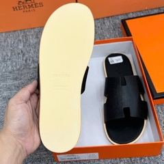 DÉP H.E.R.M.E.R CHỮ H Đen viền vàng NAM NỮ QUAI NGANG DA PU ĐẾT PHÍP 100% FULL BILL BOX