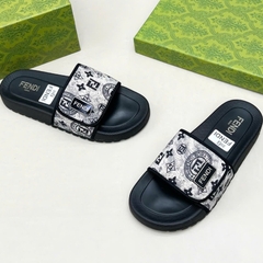Dép nam nữ FENDI quai dán đế độn, Dép quai ngang nam fendi hót trend - Đế cao cao cấp quai dán điều chỉnh to/nhỏ