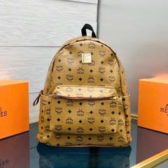 Balo MCM CAM ĐEN cao cấp - Chất liệu da phối vải - Fom dáng cực đẹp - Size 45 cực bự - Dành cho ae đi học và Du lịch