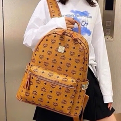 Balo MCM CAM ĐEN cao cấp - Chất liệu da phối vải - Fom dáng cực đẹp - Size 45 cực bự - Dành cho ae đi học và Du lịch