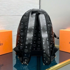 Balo MCM CAM ĐEN cao cấp - Chất liệu da phối vải - Fom dáng cực đẹp - Size 45 cực bự - Dành cho ae đi học và Du lịch