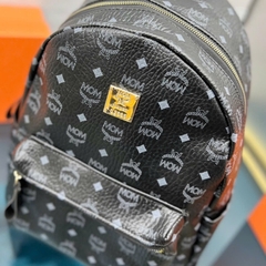 Balo MCM CAM ĐEN cao cấp - Chất liệu da phối vải - Fom dáng cực đẹp - Size 45 cực bự - Dành cho ae đi học và Du lịch