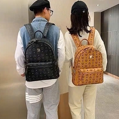 Balo MCM CAM ĐEN cao cấp - Chất liệu da phối vải - Fom dáng cực đẹp - Size 45 cực bự - Dành cho ae đi học và Du lịch