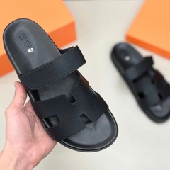 Dép Chữ Hm Quai Dán Cao Cấp ,Dép HM Chypre Sandal Blanc Epsom Đen
