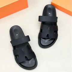 Dép Chữ Hm Quai Dán Cao Cấp ,Dép HM Chypre Sandal Blanc Epsom Đen