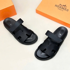 Dép Chữ Hm Quai Dán Cao Cấp ,Dép HM Chypre Sandal Blanc Epsom Đen