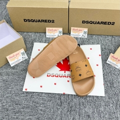 [ Xưởng Giày AIO ] Dép quai ngang nam nữ M.CM vàng Hoạ Tiết Tag Logo hàng QC loại 1,Dép M.CM Wmms Slides Monogram