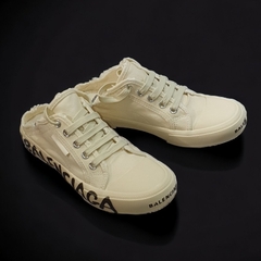 Giày sục Balenciaga Cổ Thấp Mặt Gương 3D ,Giày BALENCIAGA canvas họa tiết chữ đế cao cấp, sục Balenciaga trắng có chữ
