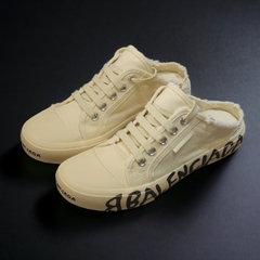 Giày sục Balenciaga Cổ Thấp Mặt Gương 3D ,Giày BALENCIAGA canvas họa tiết chữ đế cao cấp, sục Balenciaga trắng có chữ