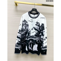 Áo Sweater Dài Tay DG Chất Áo Nỉ, Áo sweater nỉ thu đông nam nữ phối họa tiết đẹp sắc nét cực sang chảnh 2024