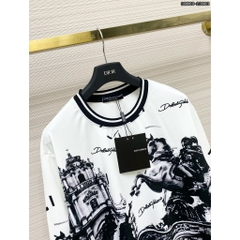 Áo Sweater Dài Tay DG Chất Áo Nỉ, Áo sweater nỉ thu đông nam nữ phối họa tiết đẹp sắc nét cực sang chảnh 2024