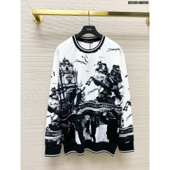 Áo Sweater Dài Tay DG Chất Áo Nỉ, Áo sweater nỉ thu đông nam nữ phối họa tiết đẹp sắc nét cực sang chảnh 2024