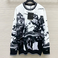 Áo Sweater Dài Tay DG Chất Áo Nỉ, Áo sweater nỉ thu đông nam nữ phối họa tiết đẹp sắc nét cực sang chảnh 2024