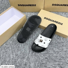 Dép Nam Nữ MCM Trắng Quai Ngang Đính Tag Logo kim loại SIêu Đẹp full box - Dép Quai Ngang Nam Nữ M.C.M Phối Màu