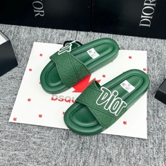 Dép Dior đế độn 4cm Xanh Lá đế đúc nguyên khối full box , Dép thời trang nam nữ họa tiết siêu Nhẹ Đế Cao Su in Logo