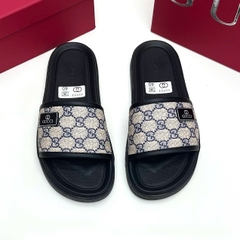 SLIDES GC VÂN GG NÂU, Dép lê quai ngang đục họa tiết monogram logo to LA on web fullbox bill thẻ phụ kiện