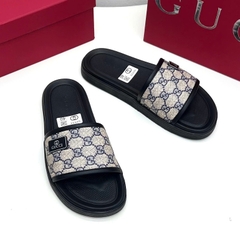 SLIDES GC VÂN GG NÂU, Dép lê quai ngang đục họa tiết monogram logo to LA on web fullbox bill thẻ phụ kiện