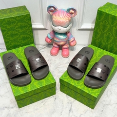 Dép quai ngang nam nữ MCM XÁM Rêu tag gương QC loại 1,Dép MCM Wmms Slides Monogram Rêu bản Trơn.