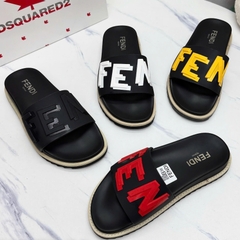 Dép nam thời trang phong cách Fendi - Quai ngang nổi bật chữ đỏ vàng đủ màu cá tính