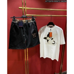 Bộ Áo Phông L vê Unisex Form Rộng Tay Lỡ, Áo Phông Nam Nữ Vải Cotton 2 Chiều Dày Dặn