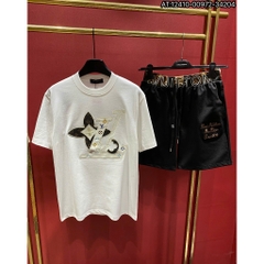 Bộ Áo Phông L vê Unisex Form Rộng Tay Lỡ, Áo Phông Nam Nữ Vải Cotton 2 Chiều Dày Dặn