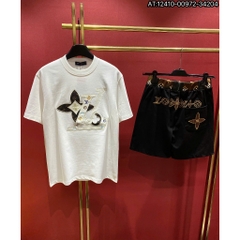Bộ Áo Phông L vê Unisex Form Rộng Tay Lỡ, Áo Phông Nam Nữ Vải Cotton 2 Chiều Dày Dặn