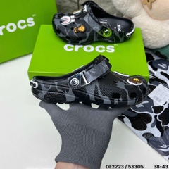 [ Tặng Hộp Chống Sốc ] Dép sục Cờ Rốc đen Bape hoạ tiết viền kính mắt [full box]