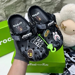 [ Tặng Hộp Chống Sốc ] Dép sục Cờ Rốc đen Bape hoạ tiết viền kính mắt [full box]