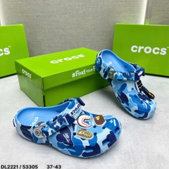 [ Tặng Hộp Chống Sốc ] Dép sục Cờ Rốc phối xanh Bape hoạ tiết charm in chữ cao su nổi cao cấp [ [full box]