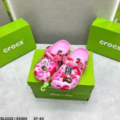 [ Tặng Hộp Chống Sốc ] Dép sục Cờ Rốc hồng Bape hoạ tiết chram in chữ nổi [full box]