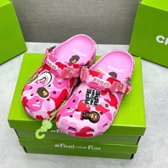 [ Tặng Hộp Chống Sốc ] Dép sục Cờ Rốc hồng Bape hoạ tiết chram in chữ nổi [full box]