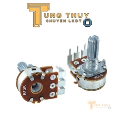 Chiết Áp Kép Cán Dài 20mm Chân Cong Vào 10K 50K 100K Kép Bi Loại Tốt