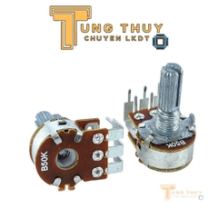 Chiết Áp Kép Cán Dài 20mm Chân Cong Vào 10K 50K 100K Kép Bi Loại Tốt