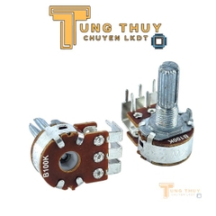 Chiết Áp Kép Cán Dài 20mm Chân Cong Vào 10K 50K 100K Kép Bi Loại Tốt