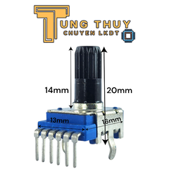 Chiết Áp Vuông Xanh 6 Chân Cong Dài 20MM Cán Tròn