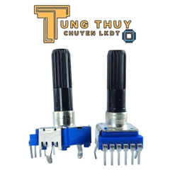 Chiết Áp Vuông Xanh 6 Chân Cong Cán Tròn Dài 30mm