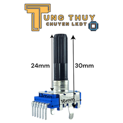 Chiết Áp Vuông Xanh 6 Chân Cong Cán Tròn Dài 30mm