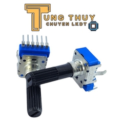 Chiết Áp Vuông Xanh 6 Chân Cong Cán Tròn Dài 30mm