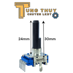 Chiết Áp Vuông Xanh 6 Chân Cong Cán Vát Dài 30mm 5K 10K 20K 50K 100K