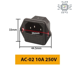 Jack Âm AC 3 Chân Có Cầu Chì Bảo Vệ Loại Bắt Vít