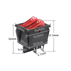 Công Tắc Bập Bênh , Công Tắc Đôi 15A - 250V Đỏ 6 Chân 2 Chế Độ