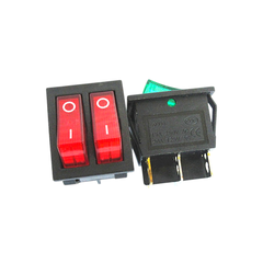 Công Tắc Bập Bênh , Công Tắc Đôi 15A - 250V Đỏ 6 Chân 2 Chế Độ