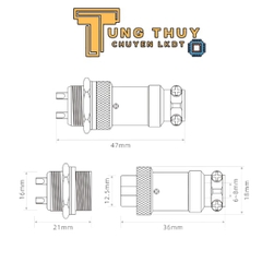 Jack Cắm Hàng Không Giắc Cắm Tủ Điện GX16 16mm Các Loại 2P, 3P, 4P, 5P, 7P, 10P
